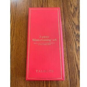 Talbots 3-piece Wintertaining Set Gold Cheese Knives Corkscrew Bamboo Handle New